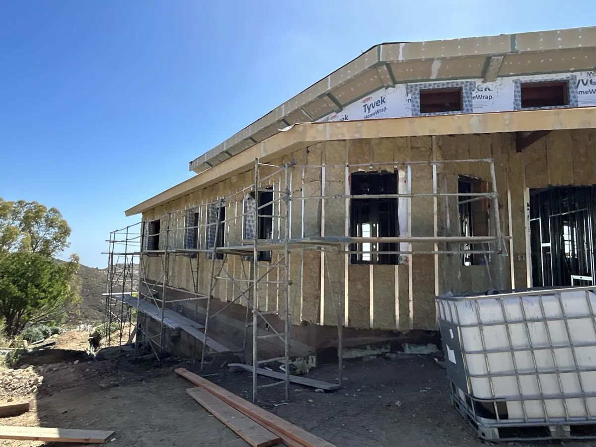 Mineral wool on a Topanga fire rebuild